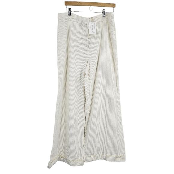 Julia Amory Trouser Pants White Corduroy Striped Stretch Wide Leg NWT Size XL - Picture 2 of 8